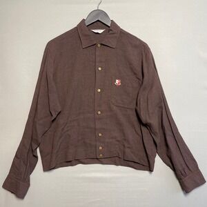 Vintage 70s Donegal Sydney Mens L Brown Crest Shirt Jacket Double Knit Shacket